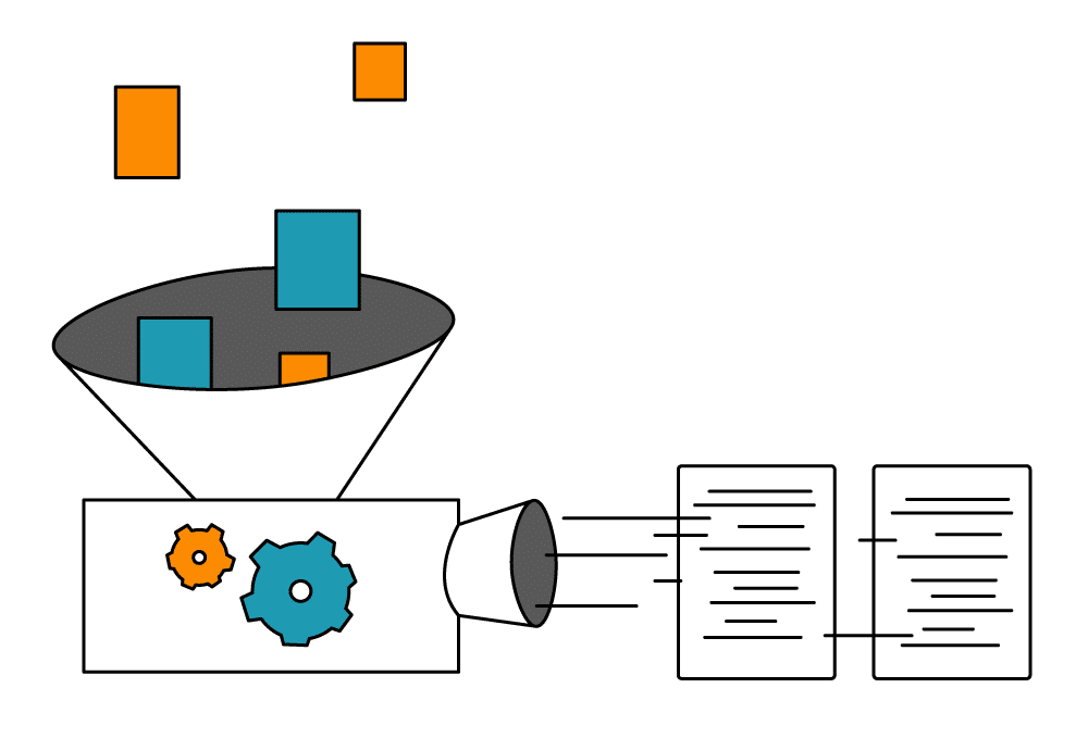 Data dropping into funnel than converting into data papers