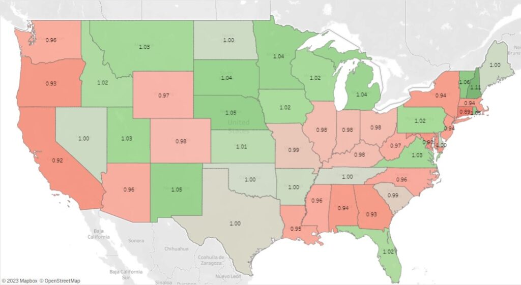 Compa-Ratio by state provides a limited view of how well aligned employees pay is to pay range midpoints