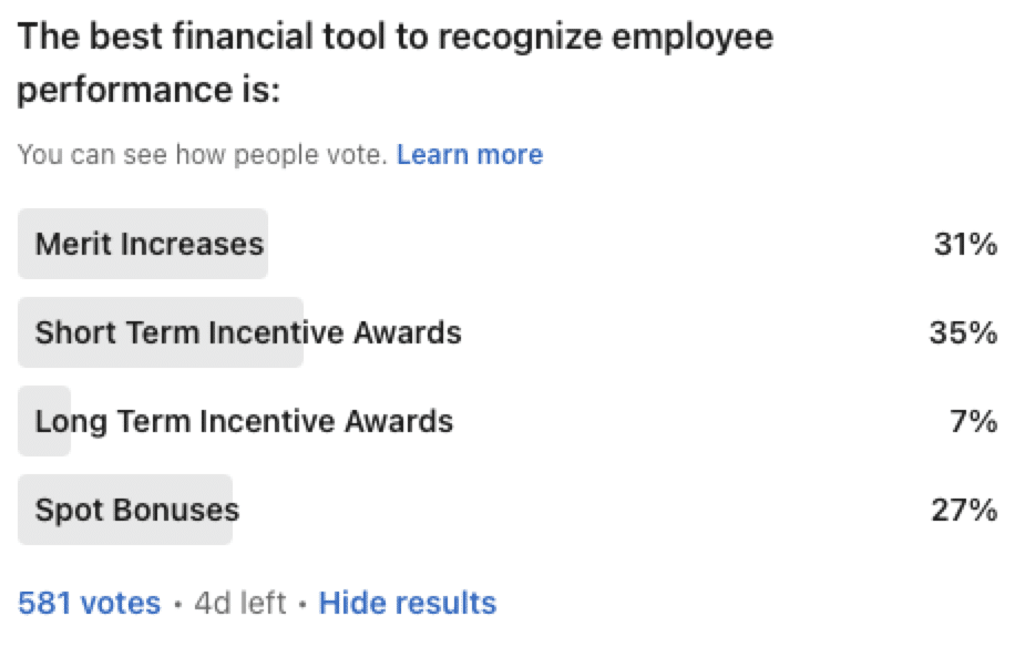 Tools used to recognize performance and pay