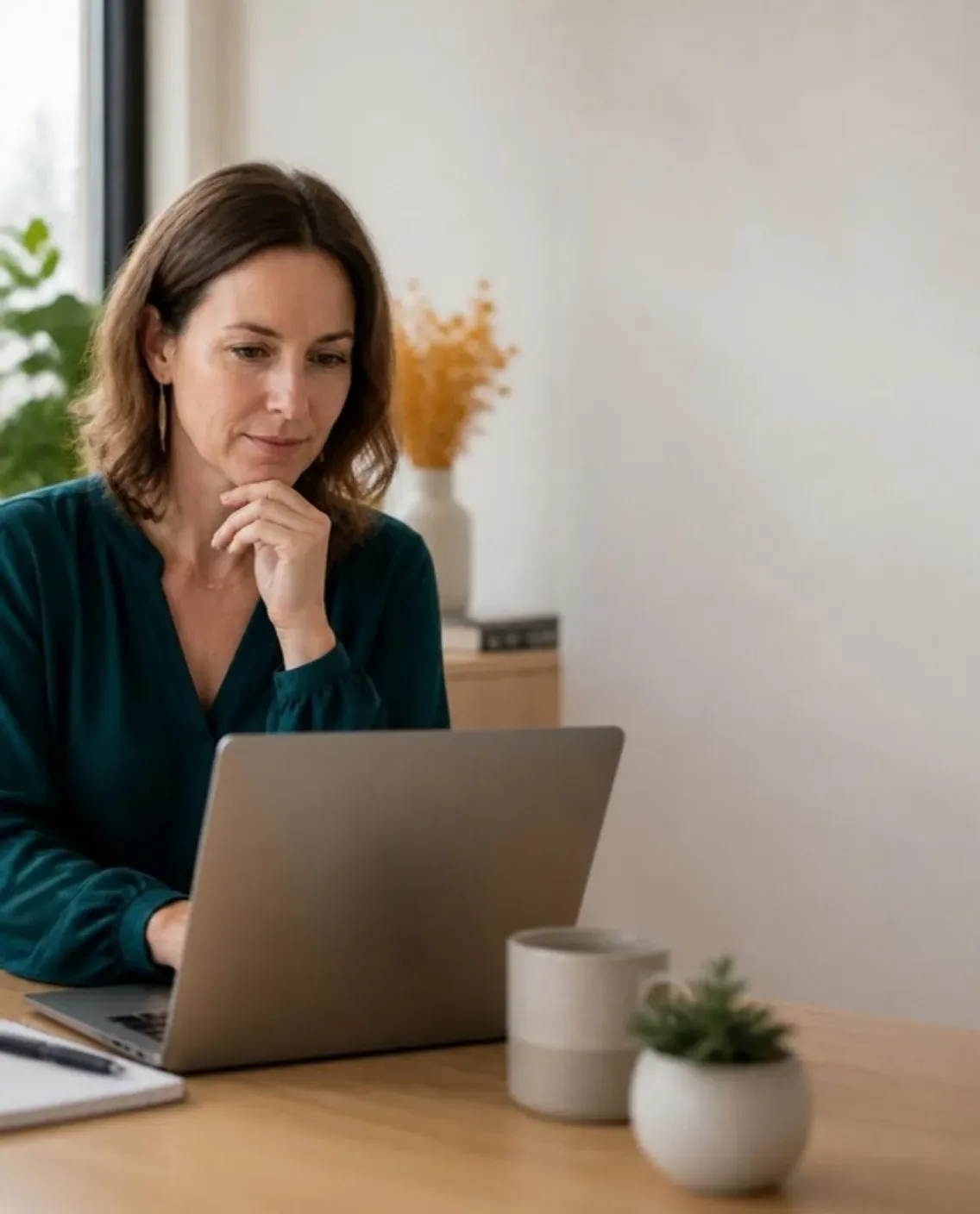 Compensation analyst reviewing market data at her desk